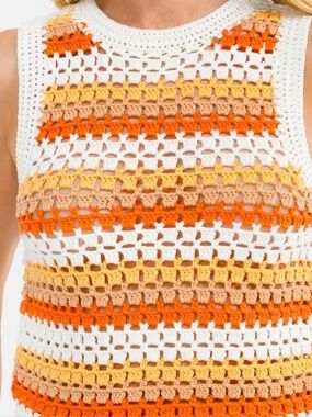 Sunstripe Cropped Crochet Tank Top